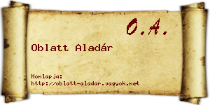 Oblatt Aladár névjegykártya